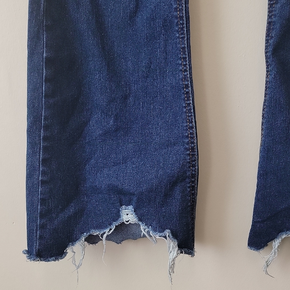 Tinseltown High Rise Flare Jeans Raw Hem Stretch Denim - Picture 6 of 14